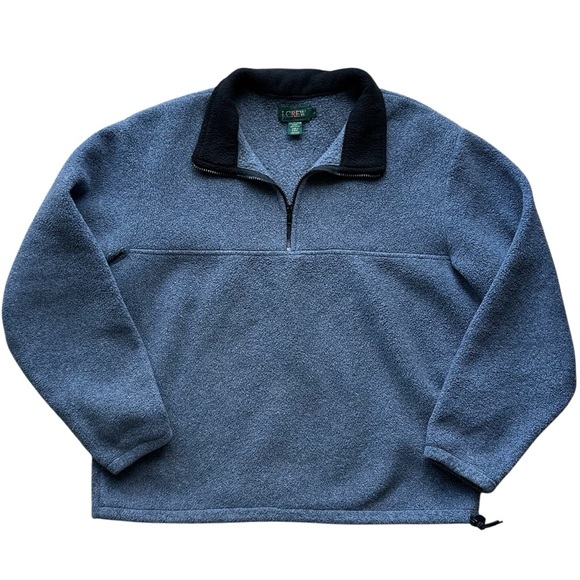 Vintage 90s J.CREW Oarsman Made in USA Fleece Quarter Zip - Large Dark Grey - Picture 1 of 7